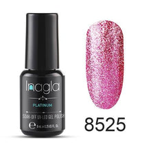 Load image into Gallery viewer, Inagla Nail Art 8ml Shining Glitter Starry Platinum Paint Gel Crystal Lacquer Nail Art Soak off Platinum UV LED Gel Nail Polish