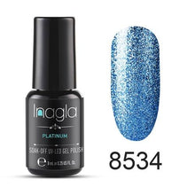 Load image into Gallery viewer, Inagla Nail Art 8ml Shining Glitter Starry Platinum Paint Gel Crystal Lacquer Nail Art Soak off Platinum UV LED Gel Nail Polish