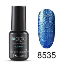 Load image into Gallery viewer, Inagla Nail Art 8ml Shining Glitter Starry Platinum Paint Gel Crystal Lacquer Nail Art Soak off Platinum UV LED Gel Nail Polish