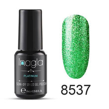 Load image into Gallery viewer, Inagla Nail Art 8ml Shining Glitter Starry Platinum Paint Gel Crystal Lacquer Nail Art Soak off Platinum UV LED Gel Nail Polish