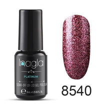 Load image into Gallery viewer, Inagla Nail Art 8ml Shining Glitter Starry Platinum Paint Gel Crystal Lacquer Nail Art Soak off Platinum UV LED Gel Nail Polish