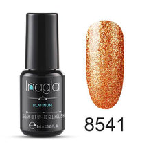 Load image into Gallery viewer, Inagla Nail Art 8ml Shining Glitter Starry Platinum Paint Gel Crystal Lacquer Nail Art Soak off Platinum UV LED Gel Nail Polish