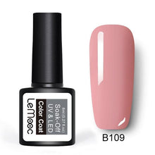 Load image into Gallery viewer, LEMOOC Glitter Gel Nail Polish 8ml Soak Off UV Gel 70 Colors Pure Color Nail Gel Varnish DIY Nail Art Manicure Nail Gel Lacquer