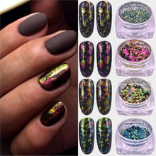 画像をギャラリービューアに読み込む, ZKO Chameleon 3D DIY Flakes Sequins Nail Glitter Powder Dust Mirror Chrome Pigment Nail Art Sheets Decorations