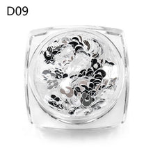 Load image into Gallery viewer, MEET ACROSS Holographic Silver Nail Art Sequins Flakes Nail Glitters Star Heart Flower Paillettes 3D UV Gel Polish Decorations