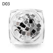 Load image into Gallery viewer, MEET ACROSS Holographic Silver Nail Art Sequins Flakes Nail Glitters Star Heart Flower Paillettes 3D UV Gel Polish Decorations