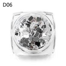 Load image into Gallery viewer, MEET ACROSS Holographic Silver Nail Art Sequins Flakes Nail Glitters Star Heart Flower Paillettes 3D UV Gel Polish Decorations