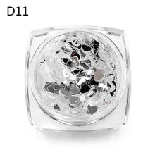 Load image into Gallery viewer, MEET ACROSS Holographic Silver Nail Art Sequins Flakes Nail Glitters Star Heart Flower Paillettes 3D UV Gel Polish Decorations