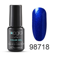 Load image into Gallery viewer, Inagla 8ML Nail Art Pure Color Gel Nail Polish Nail Manicure Top Base Need Soak off Enamel Gel Polish LED UV Gel Varnish