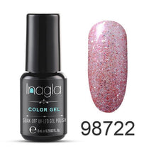 Load image into Gallery viewer, Inagla 8ML Nail Art Pure Color Gel Nail Polish Nail Manicure Top Base Need Soak off Enamel Gel Polish LED UV Gel Varnish
