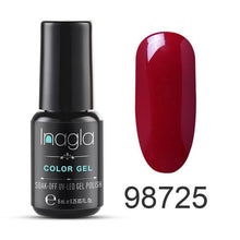 Load image into Gallery viewer, Inagla 8ML Nail Art Pure Color Gel Nail Polish Nail Manicure Top Base Need Soak off Enamel Gel Polish LED UV Gel Varnish