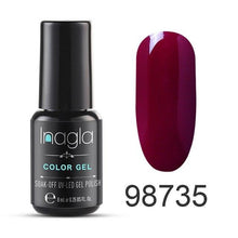 Load image into Gallery viewer, Inagla 8ML Nail Art Pure Color Gel Nail Polish Nail Manicure Top Base Need Soak off Enamel Gel Polish LED UV Gel Varnish
