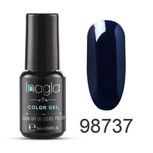 Load image into Gallery viewer, Inagla 8ML Nail Art Pure Color Gel Nail Polish Nail Manicure Top Base Need Soak off Enamel Gel Polish LED UV Gel Varnish