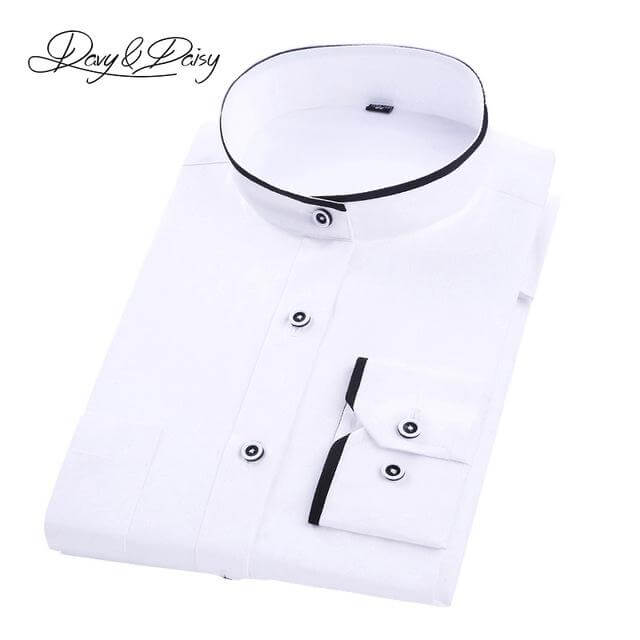 DAVYDAISY Men Shirt Mandarin Collar Long Sleeved Classical Solid Shirt Men Slim Fit Dress Business camisa masculina DS089