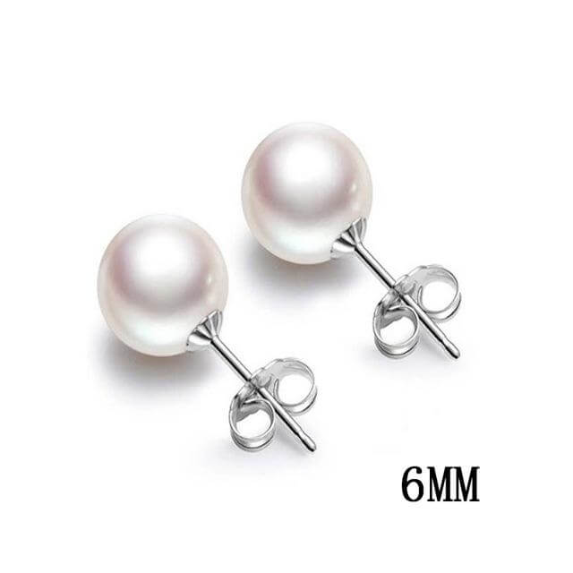 DR High Quality Pearl Silver 925 Stud Earrings Fine Jewelry 6MM White Shell Pearls S925 Earrings for Women Drop shipping