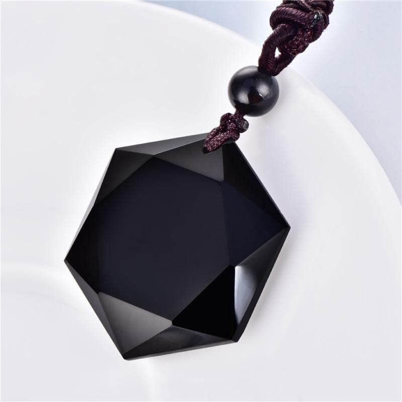 Drop Shipping Natural Black Obsidian Pendant Necklace Obsidian Star Lucky Love Crystal Jewelry Healing Reiki Gift Energy Stone