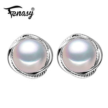 Load image into Gallery viewer, FENASY stud earrings,ethnic freshwater pearl earrings for women,925 sterling silver earrings 2018,wedding &amp; engagement jewelry

