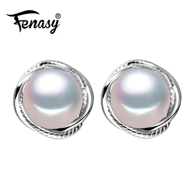 FENASY stud earrings,ethnic freshwater pearl earrings for women,925 sterling silver earrings 2018,wedding & engagement jewelry