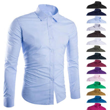 Load image into Gallery viewer, Fashion Spring Autumn Men Shirt Long Sleeve Solid Color Easy-care Anti Crease Man Casual Shirts M-3XL FS99
