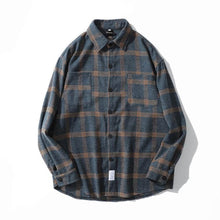Load image into Gallery viewer, Flannel Striped Shirt Men 2019 Men Thick Pland Long Sleeve Shirts Male Japanese Streetwear Fashions Autumn Casual Winter  Shirts
