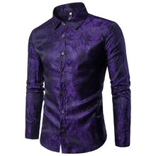Load image into Gallery viewer, Gold Elegant Shirt Casual Men Party Clothing Blusa Fitness New Arrival Holiday Tops 2018 New Arrival Blouse Floral Male Shirts
