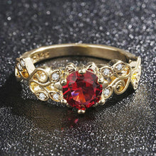 Load image into Gallery viewer, Golden Classic top-quality Ruby ring with zircon  classic romantic wedding gift fashion jewelry elegant style factory price 5-10
