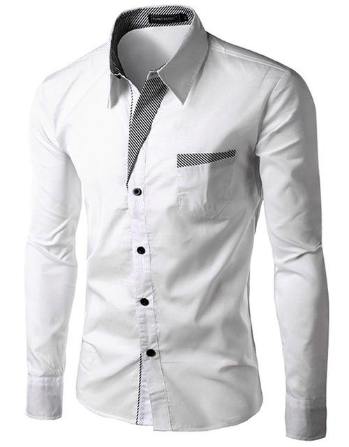 Hot Sale 2019 New Fashion Men Shirts Long Sleeve Cotton Slim Fit French Cuff Casual Male Social Dress Shirt Heren Hemden M-4XL
