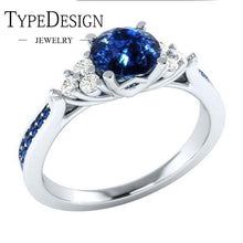 Load image into Gallery viewer, Hot Sale Trendy Ladies Shining Blue Zircon Finger Ring anel  Wedding Engagement Ring for Women/ Men&#39;s style Bague femme Size6-10
