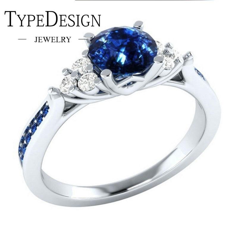Hot Sale Trendy Ladies Shining Blue Zircon Finger Ring anel  Wedding Engagement Ring for Women/ Men's style Bague femme Size6-10