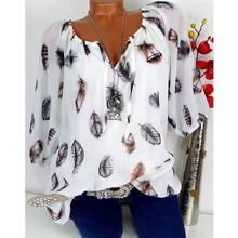 이미지를 갤러리 뷰어에 로드 , Hot Summer Autumn 2018 feather Floral Shirt Female Big Sizes Long Sleeve Shirt Fashion Loose Leisure Chiffon Blouse Tops M-4XL
