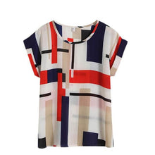 Load image into Gallery viewer, Hot Summer Women&#39;s Casual Blouse Shirt Floral Chiffon Print O Neck Short Sleeve Lady&#39;s Top Loose Blusas Plus Size L-4XL
