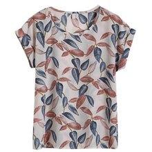 Load image into Gallery viewer, Hot Summer Women&#39;s Casual Blouse Shirt Floral Chiffon Print O Neck Short Sleeve Lady&#39;s Top Loose Blusas Plus Size L-4XL
