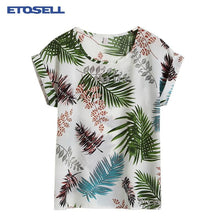 Load image into Gallery viewer, Hot Summer Women&#39;s Casual Blouse Shirt Floral Chiffon Print O Neck Short Sleeve Lady&#39;s Top Loose Blusas Plus Size L-4XL
