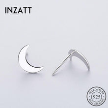 이미지를 갤러리 뷰어에 로드 , INZATT Minimalist Punk Tiny Moon Stud Earrings Real 925 Sterling Silver Fine Jewelry Women Birthday Party 2018 Accessories Gift
