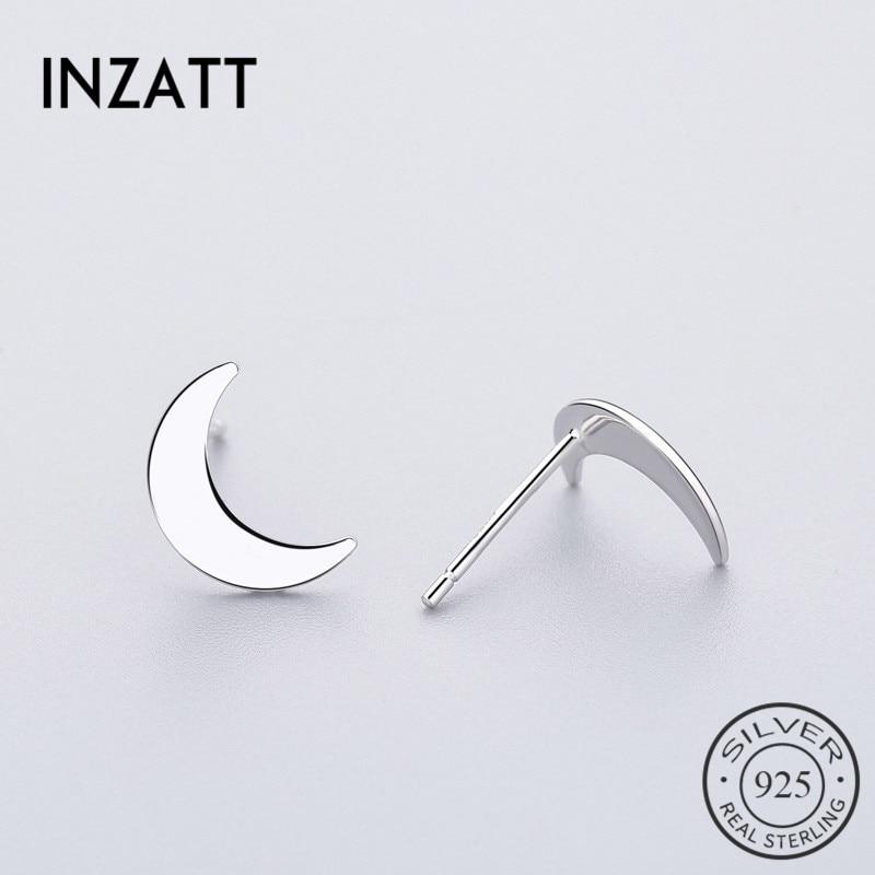 INZATT Minimalist Punk Tiny Moon Stud Earrings Real 925 Sterling Silver Fine Jewelry Women Birthday Party 2018 Accessories Gift
