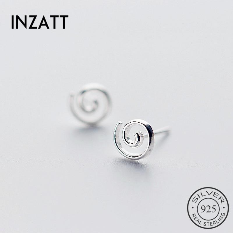 INZATT Punk Minimalist Geometric Spiral Hollow Round Stud Earrings men and women 925 Sterling Silver Fine Jewelry Accessories