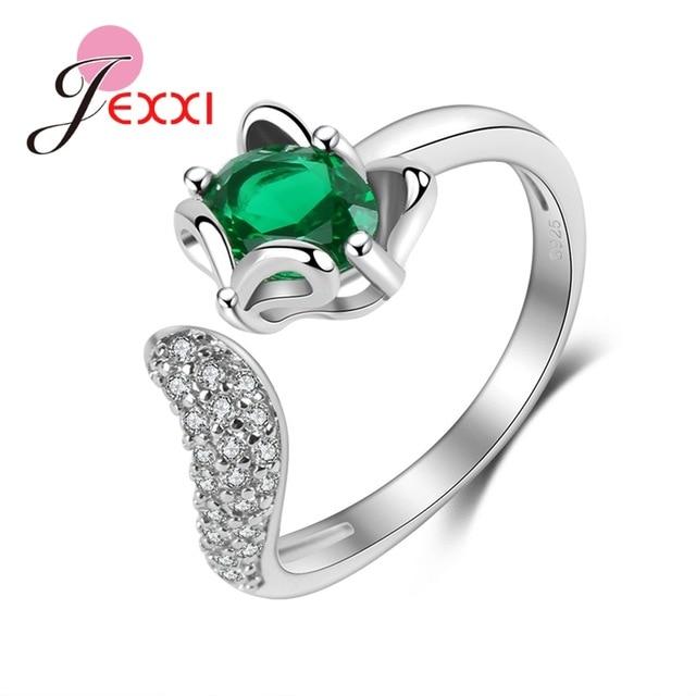 JEMMIN Fashion Fox Open Ring With shiny CZ Charm 925 Sterling Silver Women Appointment Jewelry Romantic Gift High Quality