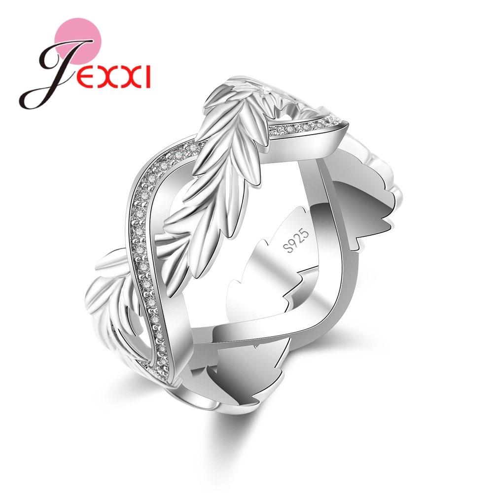 JEMMIN New Fashion Feather Rotation Real 925 Sterling Silver Rings Free Shipping Austrian Crystals Dropshipping Romantic Gift