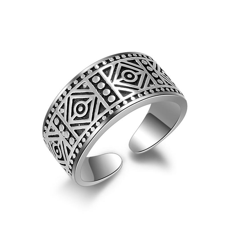 JEMMIN Vintage Fashion Elegant Open Cuff Finger Rings Retro Delicate Flower Carvings Unisex Woman/Man Cosplay Wide Band