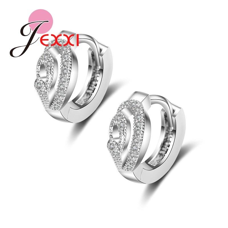 Jemmin Best Deal New Good Quality 925 Sterling Sliver Women Earrings Silver Crystal Hollow Design Stud Earring Valentine's Day