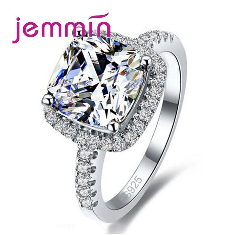 Jemmin Classic Engagement Ring for Women Valentine Present Fashion CZ Crystal 925 Silver Mid Ring Cubic Zirconia Promise Jewelry