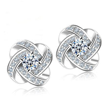 Load image into Gallery viewer, Jemmin Crystal Earrings 925 Sterling Silver Knot Flower Stud Earrings for Women Brincos Bijoux Wedding Jewelry

