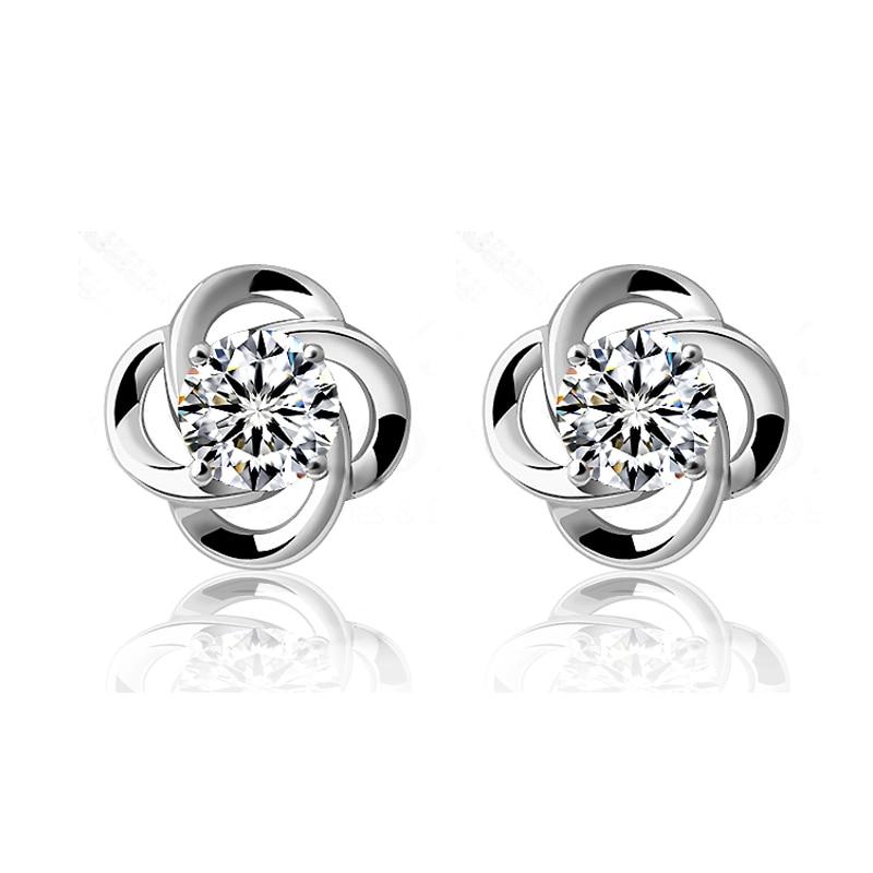 Jemmin Elegant Fashion 925 Sterling Silver Stud Earring AAA Grade CZ Crystal Flower Earrings Gift Jewelry For Woman Girl Jewelry