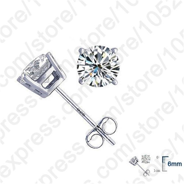 Jemmin Elegant Genuine 925 Sterling Silver Crystal Stud Earrings Fine Women Jewelry Wedding Engagement Earring Gift