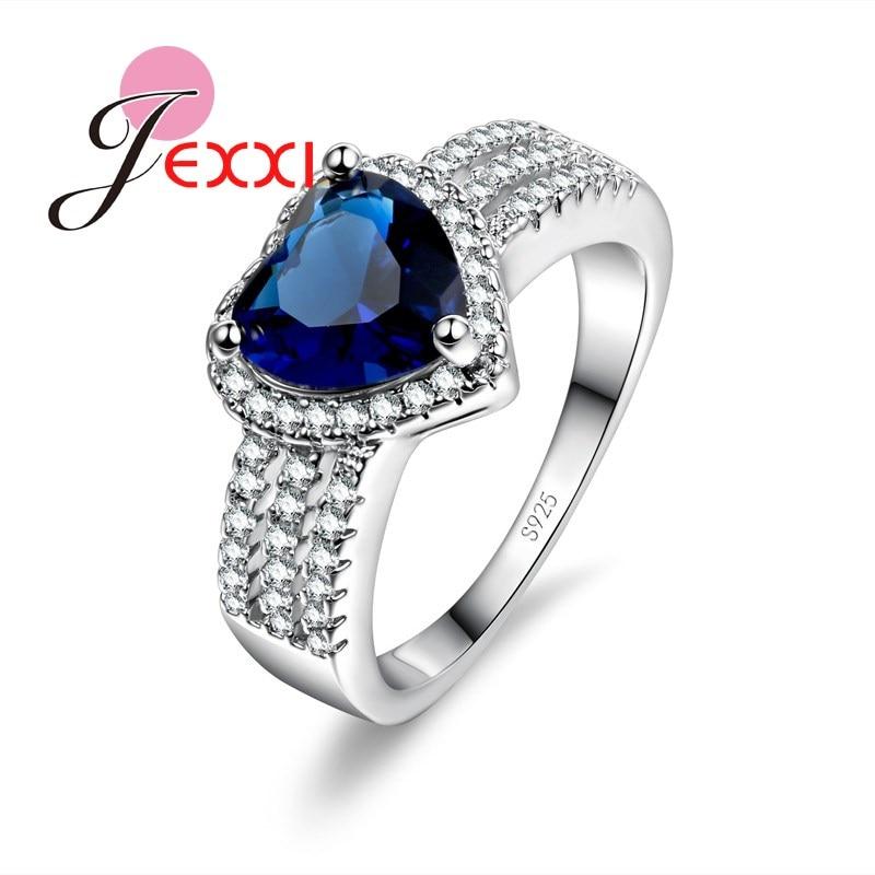Jemmin Exquisite Enduring Wide Female Finger Ring With Heart Shape Clear CZ Silver 925 Jewelry For Bridal Engagement