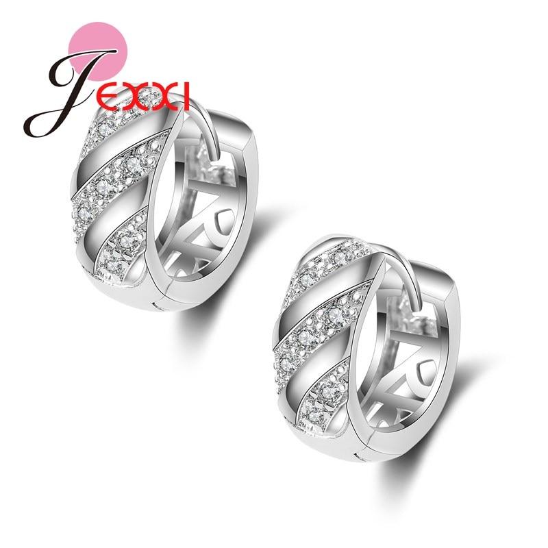 Jemmin Fashion 925 Sterling Silver Small Earrings Generous Luxury Earring Stud for Women/Girl Ear Jewelry Shiny Crystal Earring