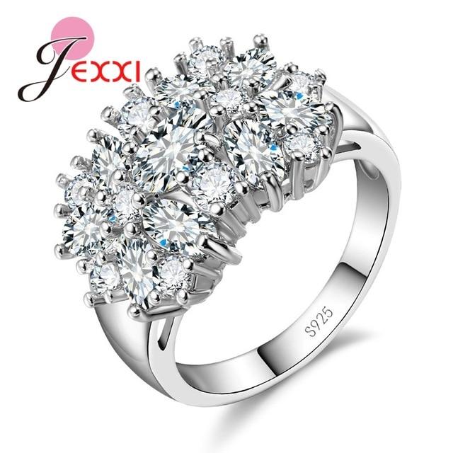 Jemmin Fashion Hot Multicolor Flower Shaped Zircon Crystal Holiday Christmas Wedding Party Ring Lady 925 Sterling Silver