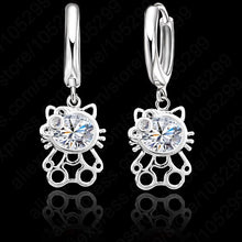 Load image into Gallery viewer, Jemmin Good Quality 925 Sterling Silver Cubic Zirconia Lever Back Loop Earrings Lovely Kitty Design Jewelry For Woman Girl
