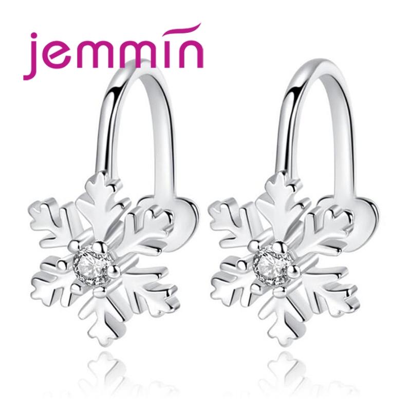 Jemmin Korean Luxury New 925 Silver Snowflake Stud Earrings For Women Lover's Best Gift Engagement Jewelry Drop Shipping
