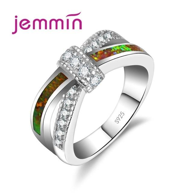 Jemmin New Fashion 5 Colors AAA Opal  925 Sterling Silver Ring For Women Female Party Wedding Jewelry High Quality Gift